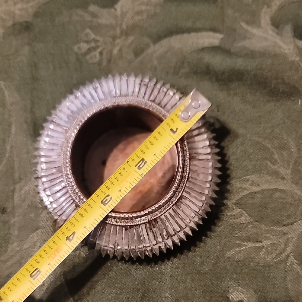 Vintage Mixed Metal Sunburst Trinket Dish Copper Silver Tone Small Bowl - Picture 4 of 4